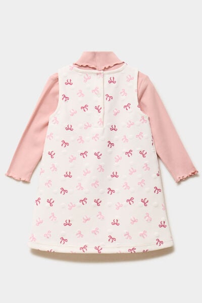 Ensemble 2 pi&egrave;ces t-shirt et robe creme b&eacute;b&eacute; fille