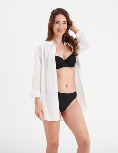 Soutien-gorge corbeille micro dentelle noir femme