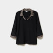 Pull effet 2-en-1 avec manches 3/4 noir femme grande taille