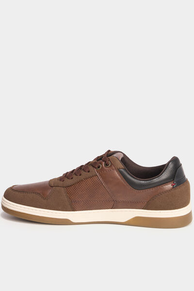 Tennis basses &agrave; lacets marron homme