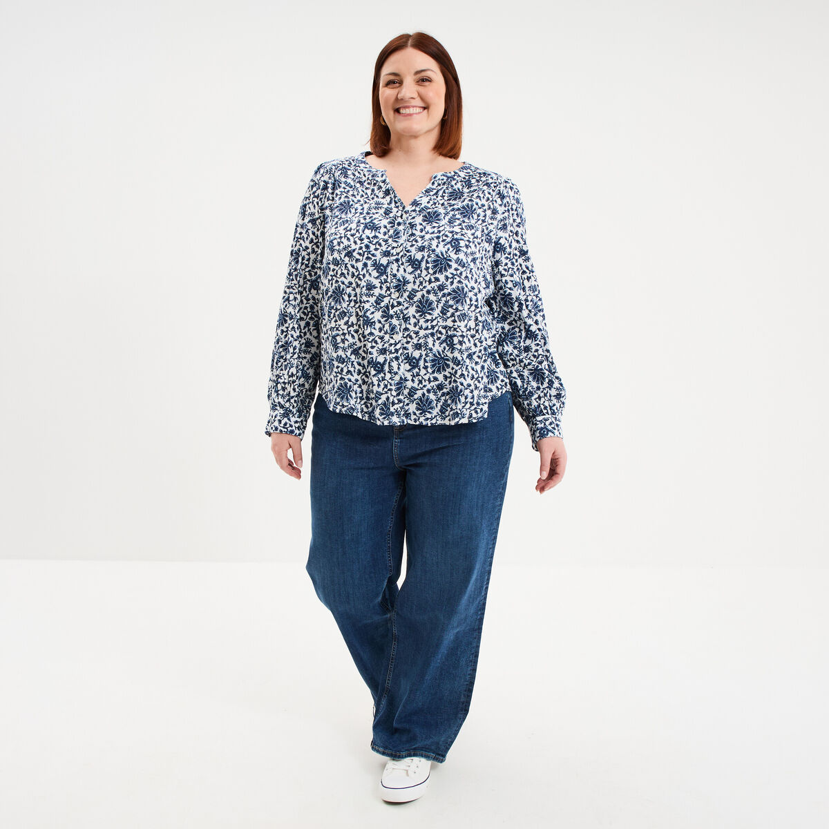 Blouse boutonn&eacute;e blanc femme grande taille
