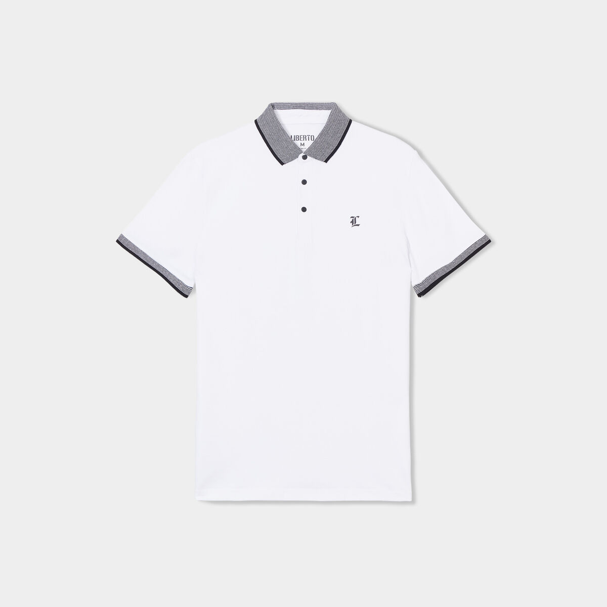Polo coton stretch droit manches courtes blanc homme