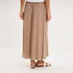 Jupe longue effet satin marron femme