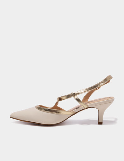 Escarpins &agrave; brides asym&eacute;triques ivoire femme