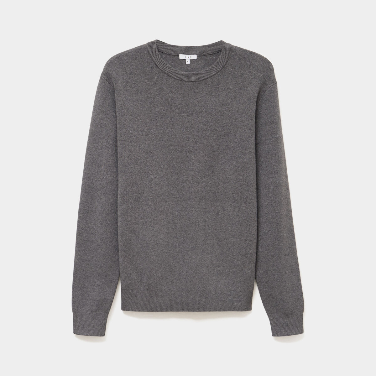 Pull col rond manches longues gris homme
