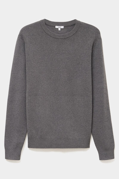 Pull col rond manches longues gris homme