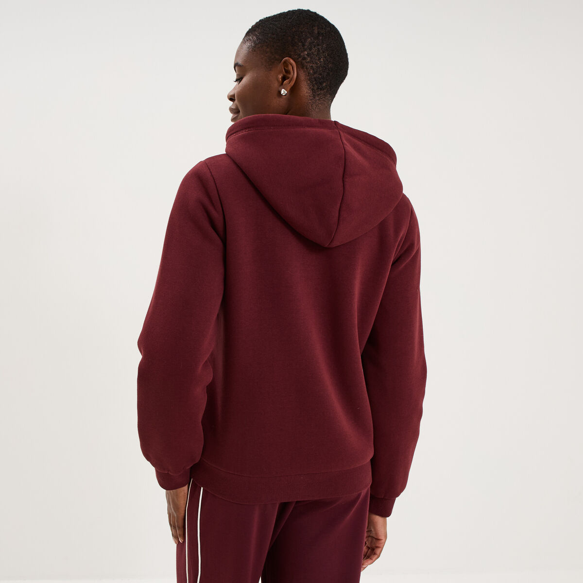 Sweat &agrave; capuche doublure effet sherpa violet fonc&eacute; femme