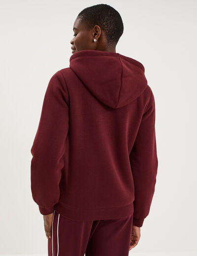 Sweat &agrave; capuche doublure effet sherpa violet fonc&eacute; femme