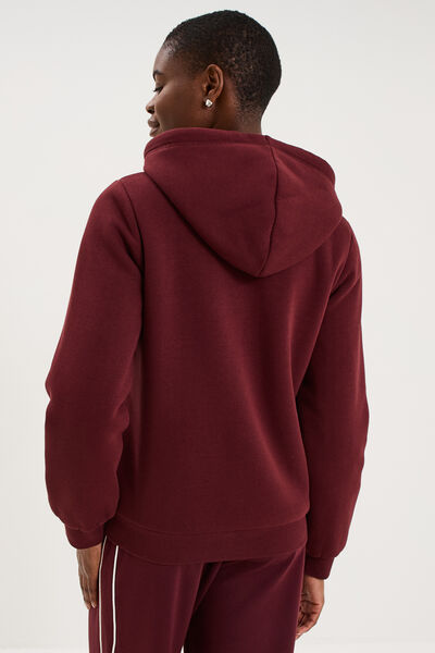 Sweat &agrave; capuche doublure effet sherpa violet fonc&eacute; femme