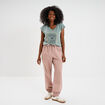 Pantalon droit battle taille élastiquée rose poudrée femme