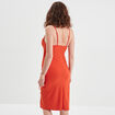 Robe froncée col bénitier à coques orange femme