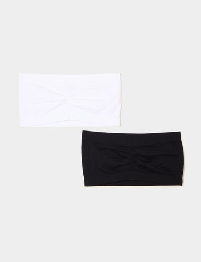 Lot 2 bandeaux coton sans armatures blanc femme