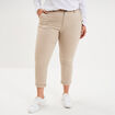 Pantalon chino taille haute coton beige femme grande taille