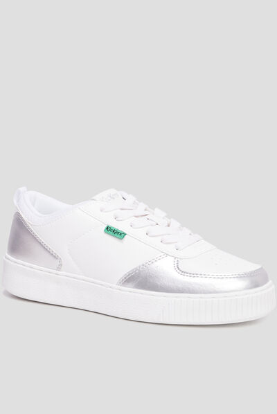 Tennis basses à lacets Kickers Style gris argent femme