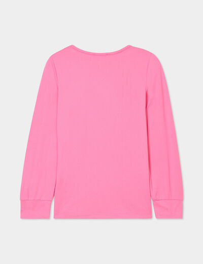 Ensemble pyjama pantalon 2 pièces rose fushia fille