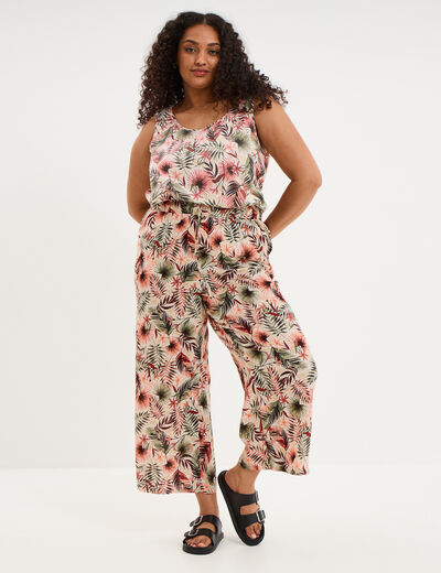 D&eacute;bardeur ajust&eacute; sans manches coton beige femme grande taille