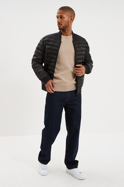Pull col rond manches longues sable homme