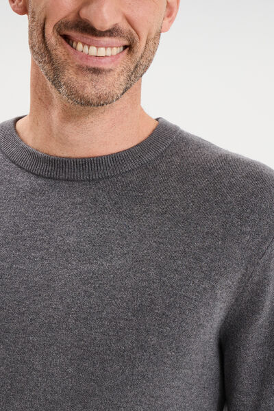 Pull col rond manches longues gris homme
