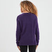 Pull droit ample col V fentes aux côtés violet foncé femme