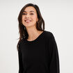 Pull col rond manches longues noir femme