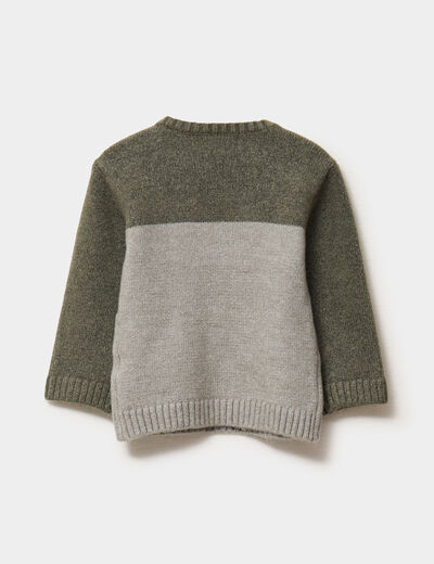 Pull col rond manches longues vert kaki b&eacute;b&eacute; gar&ccedil;on
