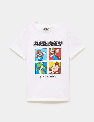 T-shirt manches courtes Super Mario blanc gar&ccedil;on