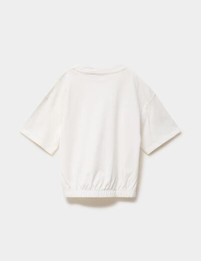 T-shirt sequins avec bas &eacute;lastiqu&eacute; ivoire fille