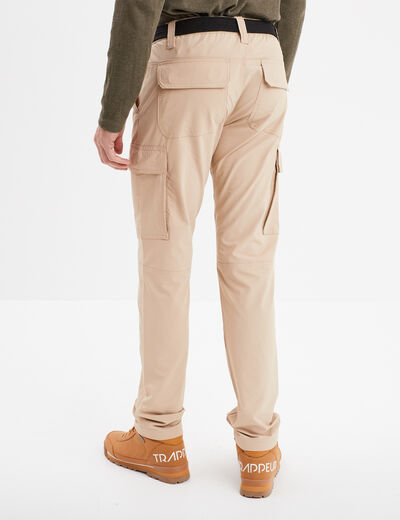 Pantalon cargo ceinture double boucle beige homme
