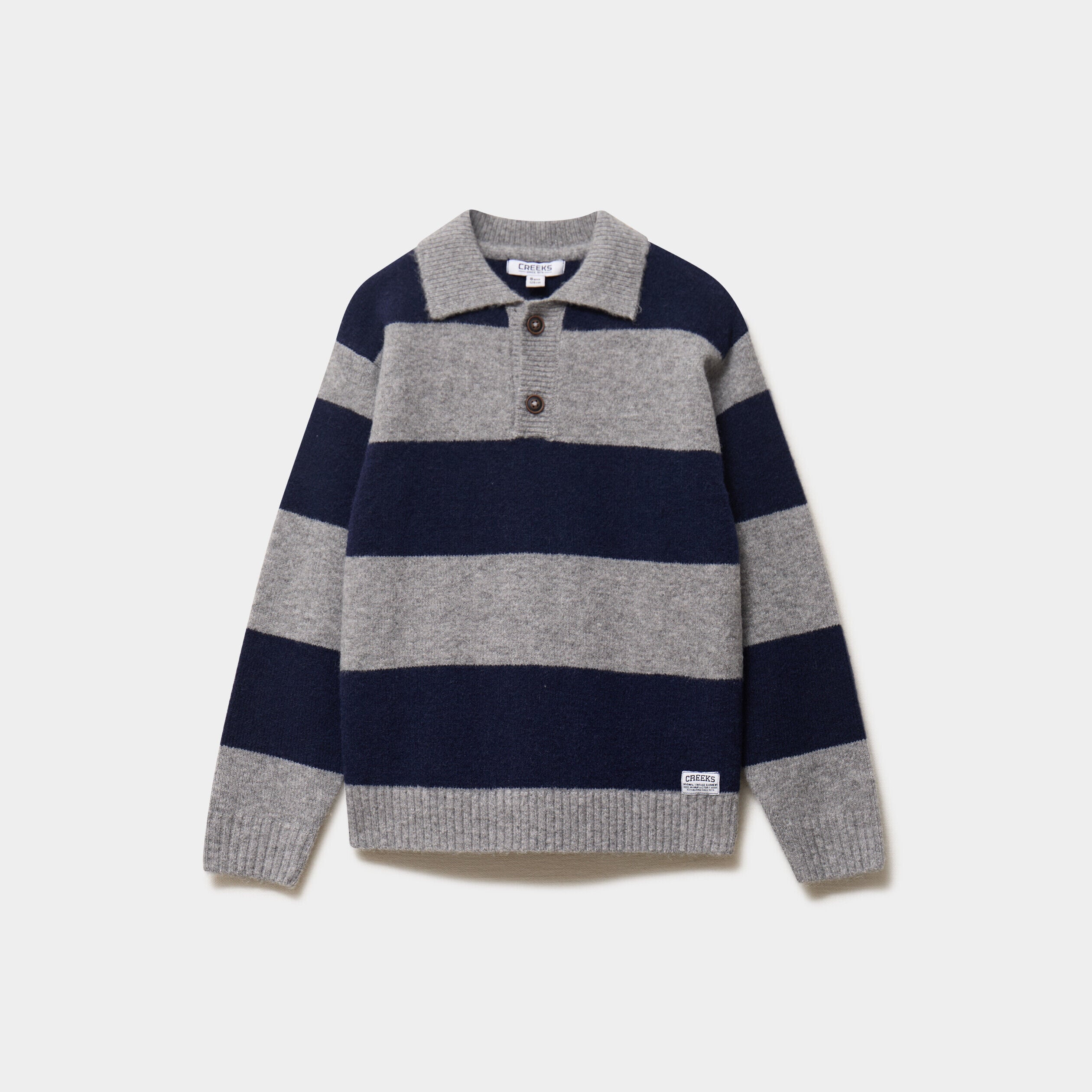 Pull col polo manches longues bleu canard garçon CREEKS