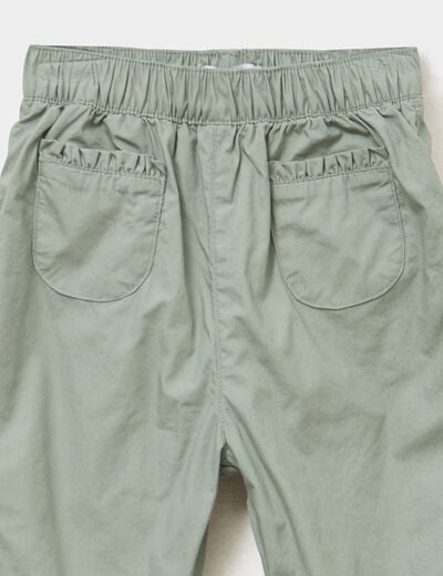Pantalon ballon poches plaquées vert kaki bébé fille