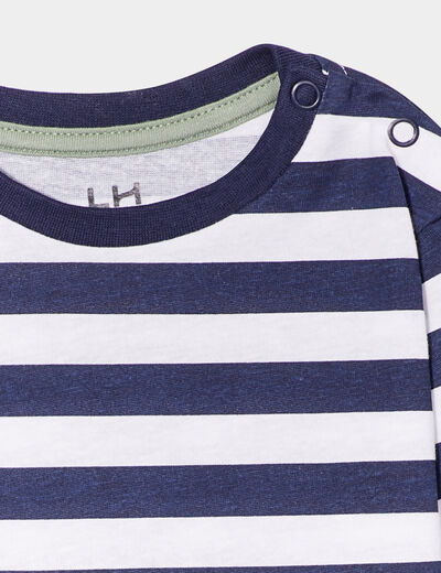 T-shirt col rond manches longues coton bleu marine bébé garçon