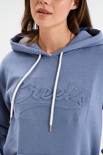 Sweat &agrave; capuche hoodie bleu gris femme