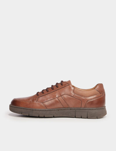 Derbies pied large en cuir marron homme