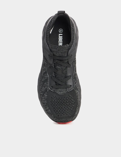 Baskets running lacets élastiqués noir garçon