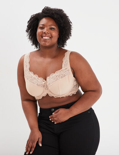 Soutien-gorge corbeille dentelle sable femme grande taille