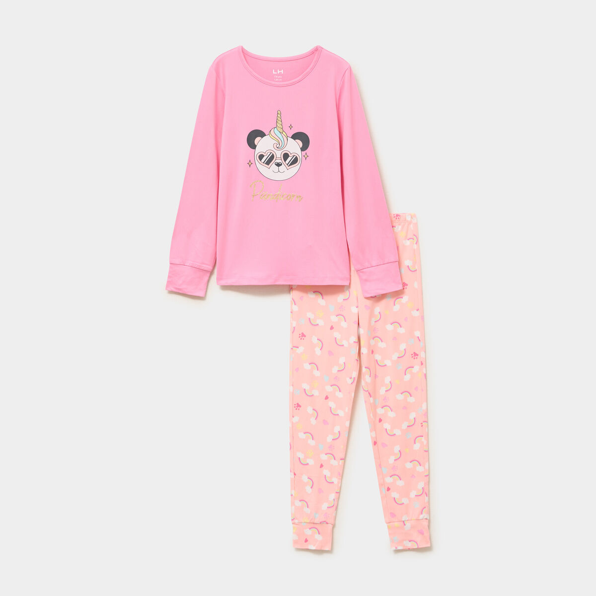 Ensemble pyjama pantalon 2 pi&egrave;ces rose fille