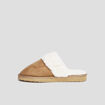 Chaussons mules col en fausse fourrure camel femme