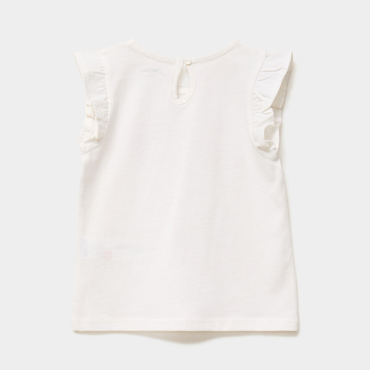 T-shirt manches volants coton ecru b&eacute;b&eacute; fille