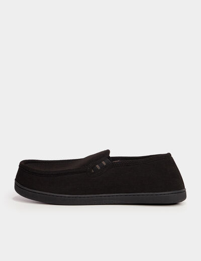 Chaussons mocassins aspect velours noir homme