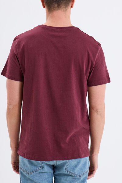 T-shirt droit en coton manches courtes prune homme
