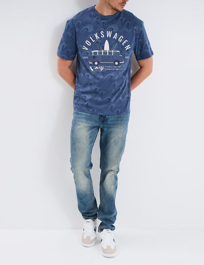 T-shirt manches courtes coton Volkswagen bleu homme