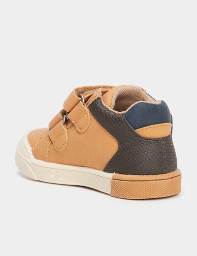 Baskets à scratchs bout rond Creeks camel bébé garçon