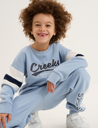 ensemble jogging molleton bleu ciel gar&ccedil;on