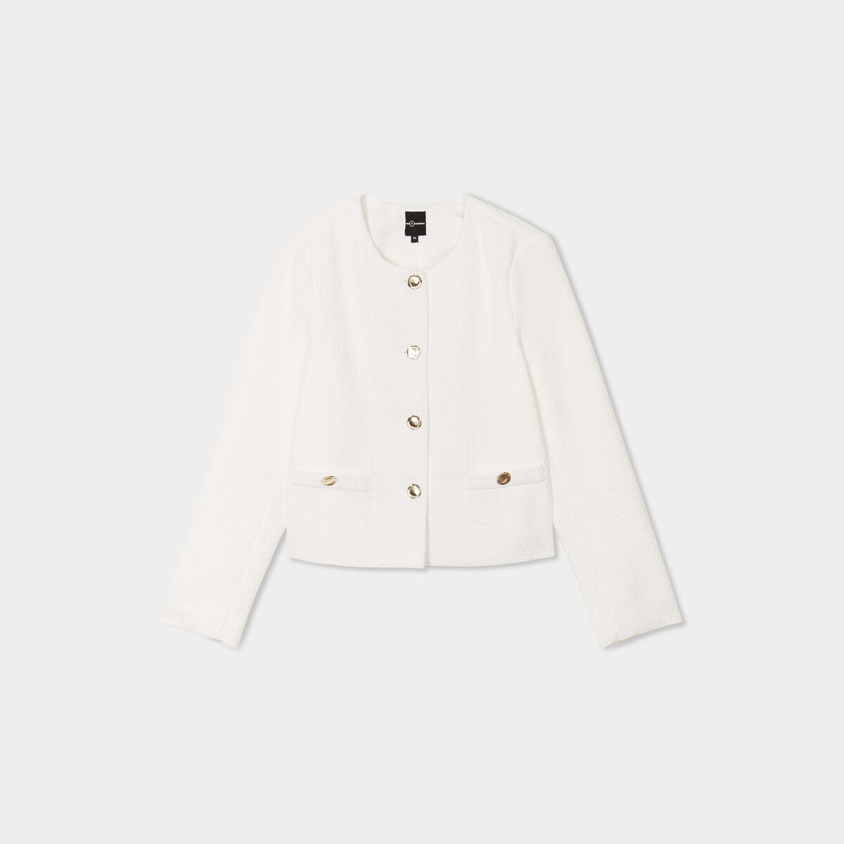 Veste col rond boutonnée Mosquitos blanc femme