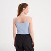 Débardeur cropped côtelé bleu clair femme