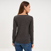 T-shirt &agrave; manches longues gris fonc&eacute; femme