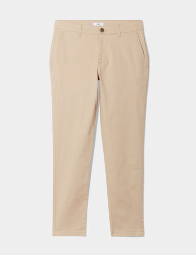 Pantalon chino slim coton marron cognac homme