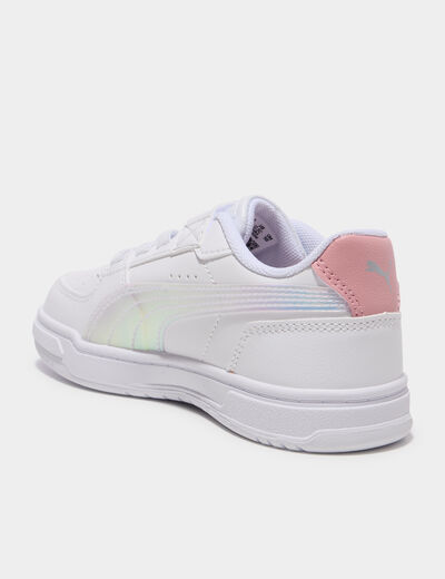 Tennis basses &agrave; scratchs Puma Caven Holo mauve fille