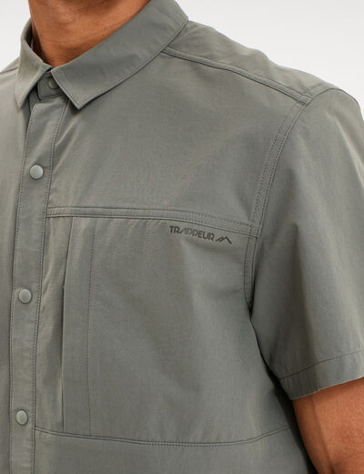 Chemise d&eacute;perlante droite stretch gris homme