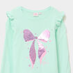 T-shirt à manches longues sequins coton vert clair fille